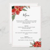 Rustic Winter Poinsettia Red Christmas Wedding Menu (Voorkant / Achterkant)