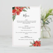 Rustic Winter Poinsettia Rode Kerst Huwelijk Menu (Staand voorkant)