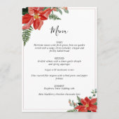 Rustic Winter Poinsettia Rode Kerst Huwelijk Menu (Voorkant)