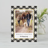 Rustic Winter Pset kerstfoto Folie Feestdagenkaart (Staand Voorkant)