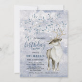 Rustic Winter Reindeer Birthday Kaart (Voorkant)