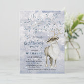 Rustic Winter Reindeer Birthday Kaart (Staand voorkant)