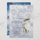 Rustic Winter Reindeer Birthday Kaart (Voorkant / Achterkant)