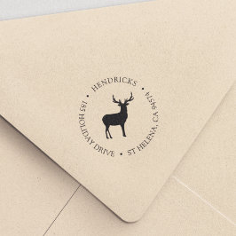 Rustic Winter Reindeer Return Address Zelfinktende Stempel