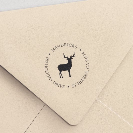 Rustic Winter Reindeer Return Address Zelfinktende Stempel