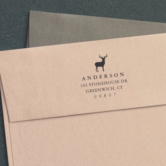 Rustic Winter Reindeer Return Address Zelfinktende Stempel
