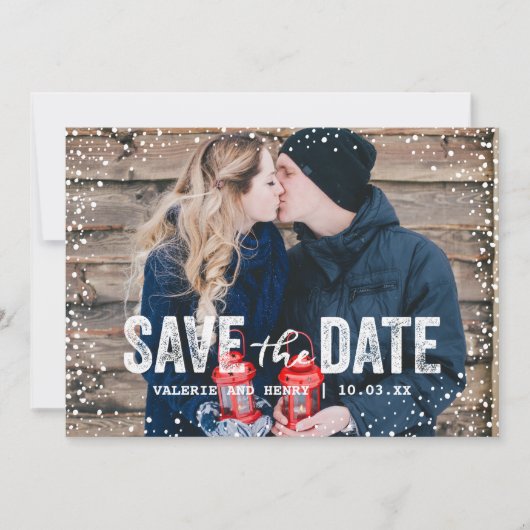 Rustic Winter Save the Date Full Bleed Photo (Voorkant)
