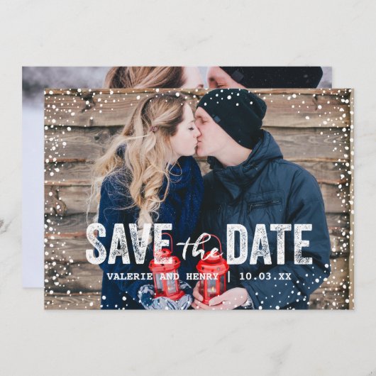 Rustic Winter Save the Date Full Bleed Photo (Voorkant / Achterkant)