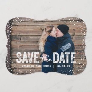 Rustic Winter Save the Date Full Bleed Photo