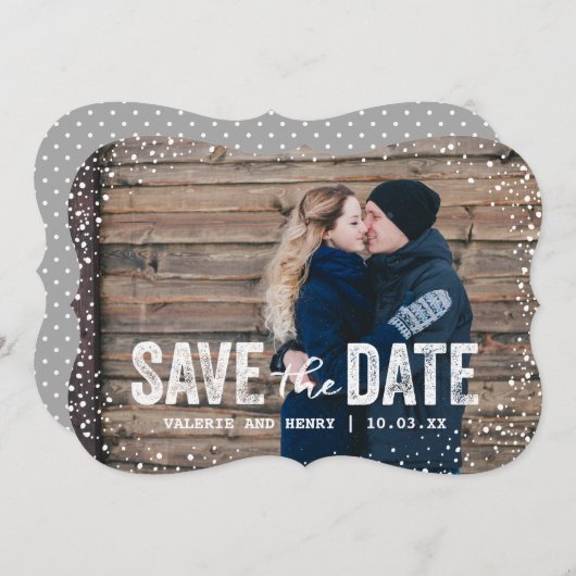 Rustic Winter Save the Date Full Bleed Photo (Voorkant / Achterkant)