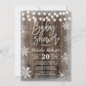 Rustic Winter Silver Snowflake Baby shower Kaart (Voorkant)