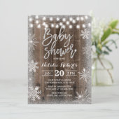 Rustic Winter Silver Snowflake Baby shower Kaart (Staand voorkant)
