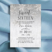 Rustic Winter Silver Snowflakes Sweet 16 Party Kaart