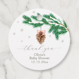 Rustic Winter Sneeuwvlok Dennenkegel Baby Shower Bedankjes Labels