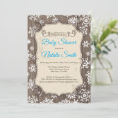 Rustic Winter Sneeuwvlok Jongens Baby Shower Kaart (Staand voorkant)