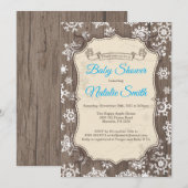 Rustic Winter Sneeuwvlok Jongens Baby Shower Kaart (Voorkant / Achterkant)