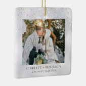 Rustic Winter Snow Engagement Photo Keramisch Ornament (Rechts)