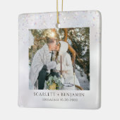 Rustic Winter Snow Engagement Photo Keramisch Ornament (Links)