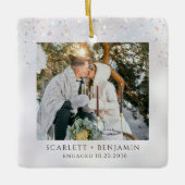 Rustic Winter Snow Engagement Photo Keramisch Ornament (Voorkant)