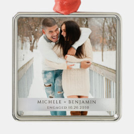 Rustic Winter Snow Engagement Photo Metalen Ornament