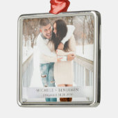 Rustic Winter Snow Engagement Photo Metalen Ornament (Links)