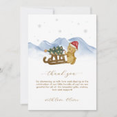 Rustic Winter Snow Sleigh Bear Baby Shower Bedankkaart (Voorkant)