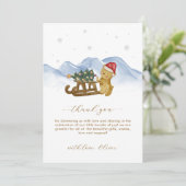 Rustic Winter Snow Sleigh Bear Baby Shower Bedankkaart (Staand voorkant)