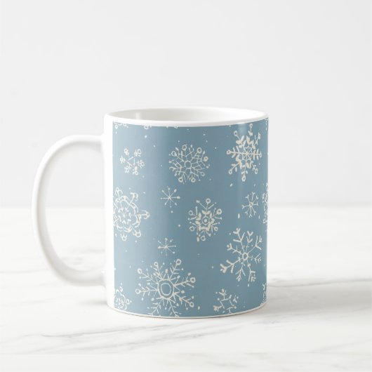 Rustic Winter Snowflake Blue Waterverf Koffiemok (Links)