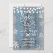 Rustic Winter Snowflake Dusty Blue Baby shower Kaart (Voorkant)
