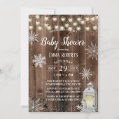 Rustic Winter Snowflake Lantern Baby shower Kaart (Voorkant)