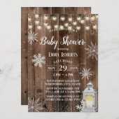 Rustic Winter Snowflake Lantern Baby shower Kaart (Voorkant / Achterkant)