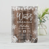 Rustic Winter Snowflake ONEderland 1st Birthday Kaart (Staand voorkant)
