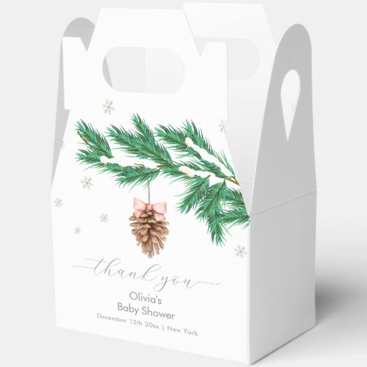 Rustic Winter Snowflake Pine cone Baby Shower Bedankdoosjes (Open)