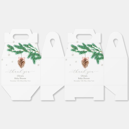 Rustic Winter Snowflake Pine cone Baby Shower Bedankdoosjes (Ongevouwen)