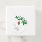 Rustic Winter Snowflake Pine cone Baby Shower Bedankjes Labels (In situ)