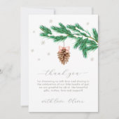 Rustic Winter Snowflake Pine cone Baby Shower  Bedankkaart (Voorkant)