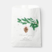 Rustic Winter Snowflake Pine cone Baby Shower  Bedankzakje (Voorkant)