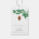 Rustic Winter Snowflake Pine cone Baby Shower Cadeaulabel (Voorkant)