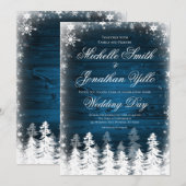 Rustic Winter Snowflake Wedding Kaart (Voorkant / Achterkant)