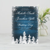 Rustic Winter Snowflake Wedding Kaart (Staand voorkant)