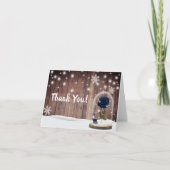Rustic Winter Snowflakes Blue Roos Dome Bedankt (Voorkant)