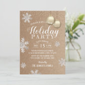 Rustic Winter Snowflakes Holiday Party Kraft Kaart (Staand voorkant)