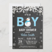 Rustic Winter Snowman Boy Baby shower Uitnodiging (Voorkant)