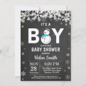 Rustic Winter Snowman Boy Baby shower Uitnodiging (Voorkant)