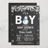 Rustic Winter Snowman Boy Baby shower Uitnodiging (Voorkant / Achterkant)