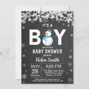 Rustic Winter Snowman Boy Baby shower Uitnodiging