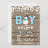 Rustic Winter Snowman Boy Baby shower Uitnodiging (Voorkant)