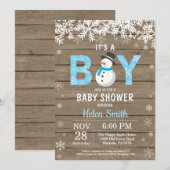Rustic Winter Snowman Boy Baby shower Uitnodiging (Voorkant / Achterkant)