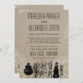 RUSTIC WINTER TREE WEDDING INVITATION KAART (Voorkant / Achterkant)