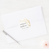 Rustic Winter Tree White Script Wedding Ronde Sticker (Envelop)